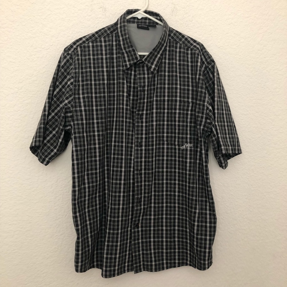 Vintage 90s Men’s No Fear Short Sleeve Plaid Button Front Shirt